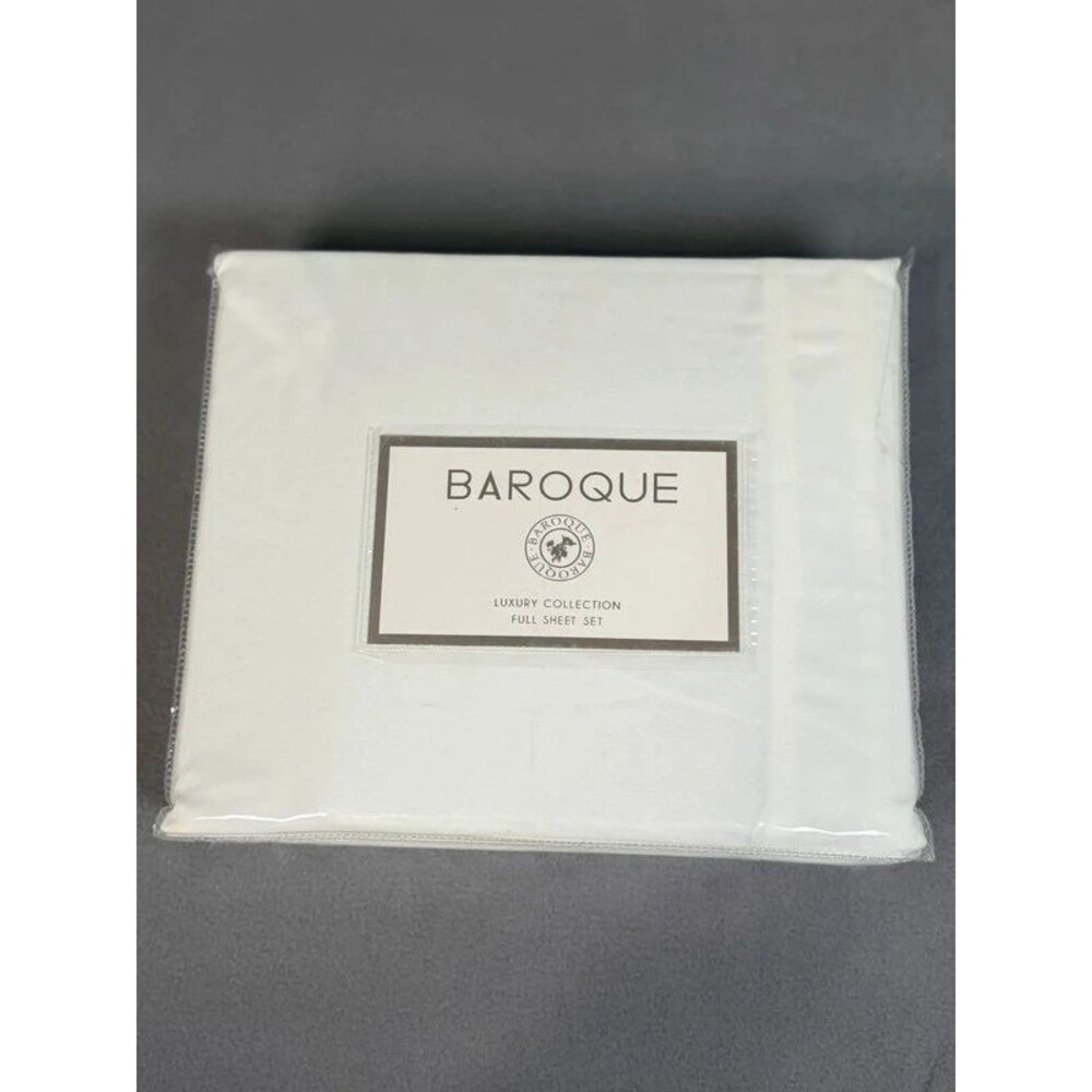 Baroque Luxury Collection Full Sheet Set- White- NWT